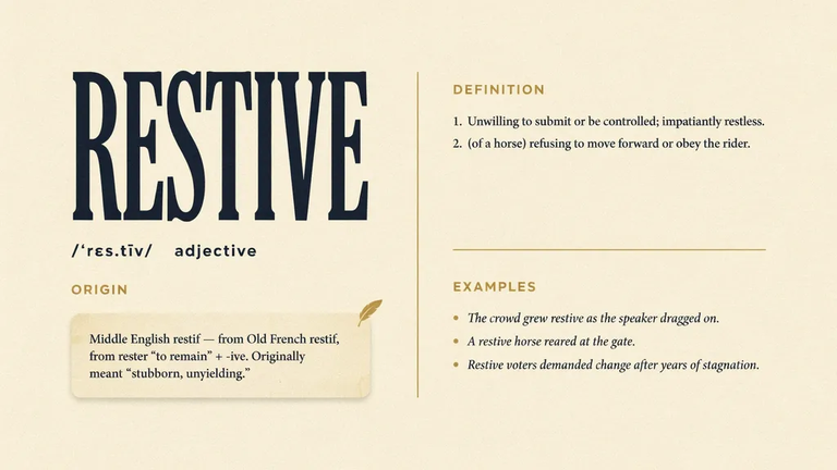 Restive Meaning: Definition, Origin, Examples & Usage?