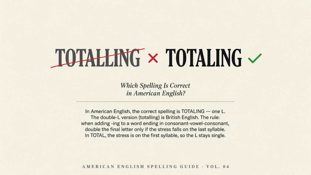 Totalling or Totaling? Which Spelling Is Correct in American English